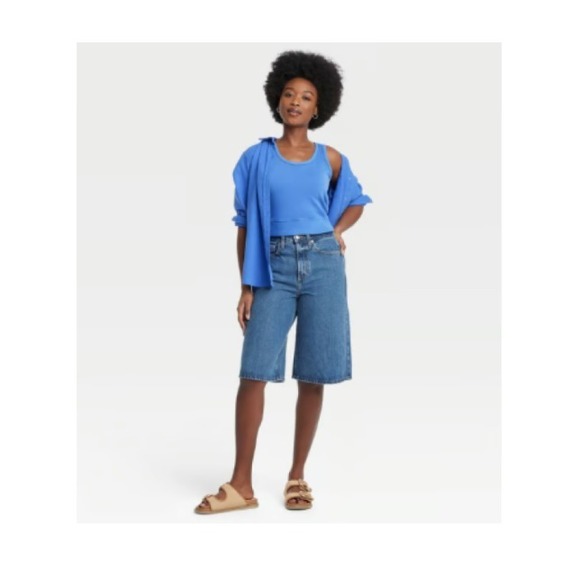 Universal Thread Pants - Women's Long Denim Shorts Universal Thread Medium Wash High Rise Size 10
